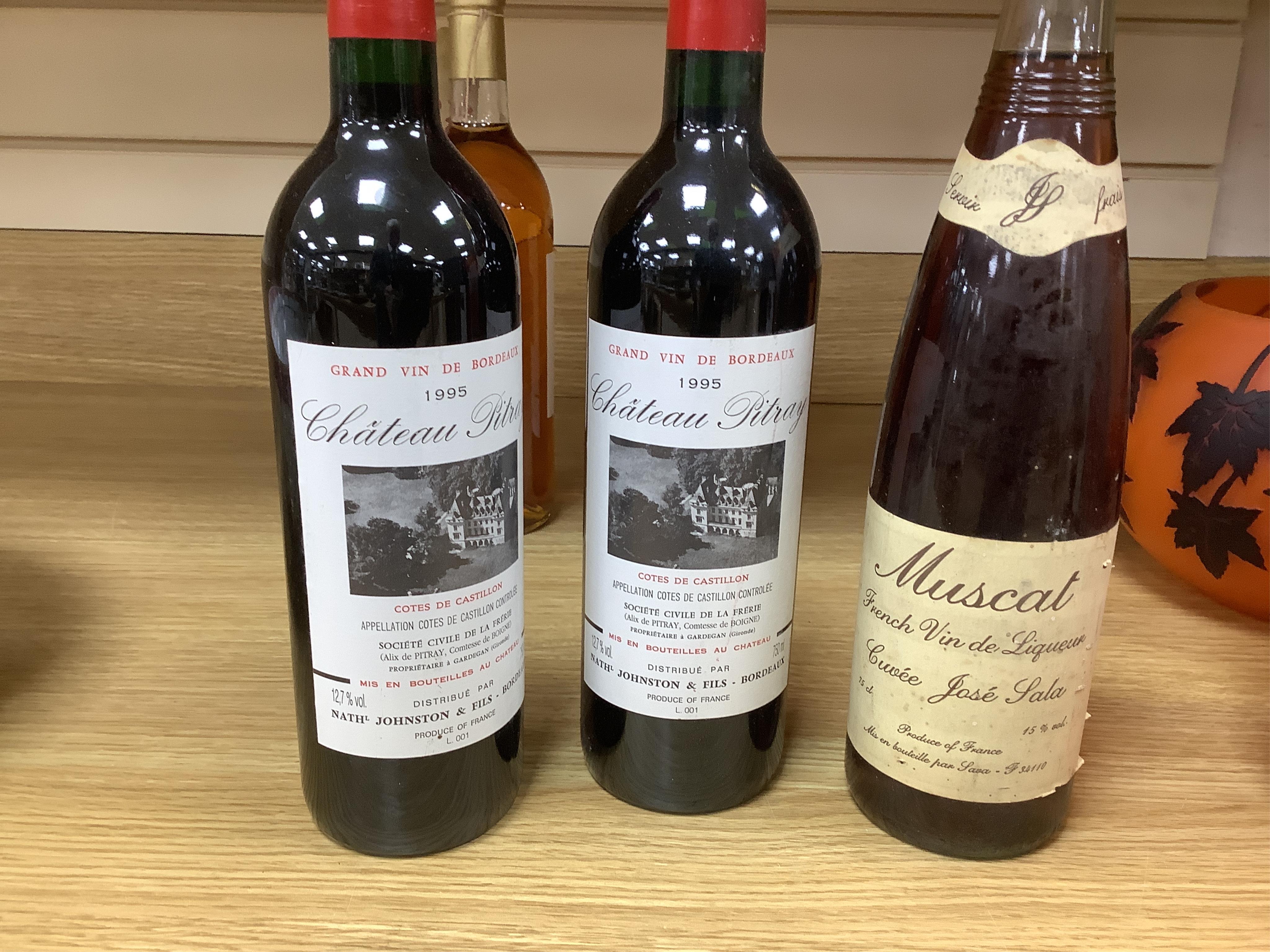 Eleven bottles of wine to include six bottles of Chateau Pitray 1995, a bottle of Chateau La Lagune Haut Medoc 1973, a bottle of Chateau La Tour De Mons Grand Vin Margaux 1982, a bottle of Chateau Loupiac Gaudiet Loupiac